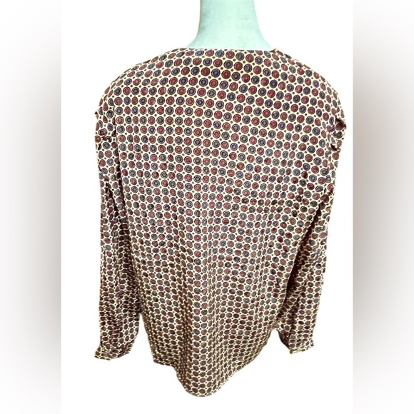 Russ Womens Size 16 Vintage Blouse Blue Red Long Sleeve Buttons Accesso - Picture 2 of 4